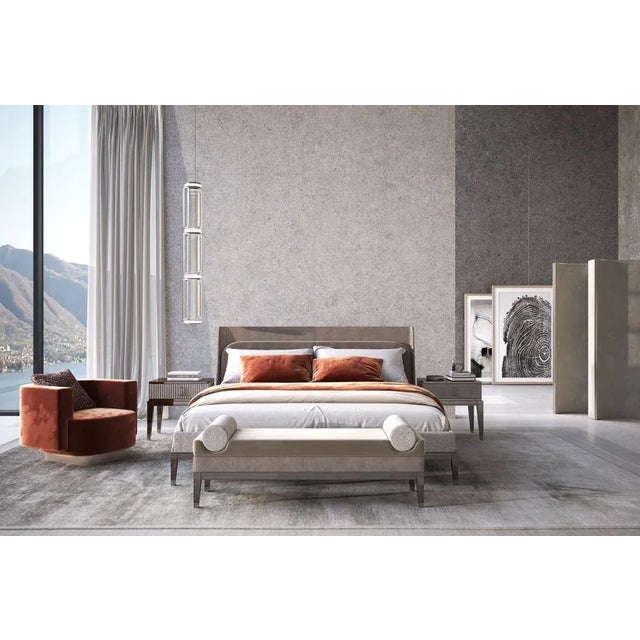 Not Yet Made - Made To Order Italian Bed in Nubuck and Velvet with Wooden Legs from Kabinet For Sale - Image 5 of 7