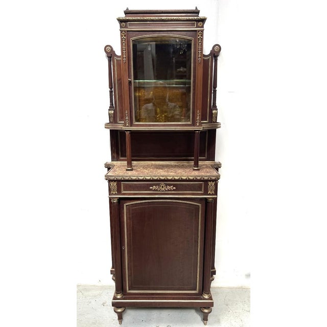 Brown Napoleon III Mahogany and Chiseled Bronze Display Cabinet, 19th Century For Sale - Image 8 of 17