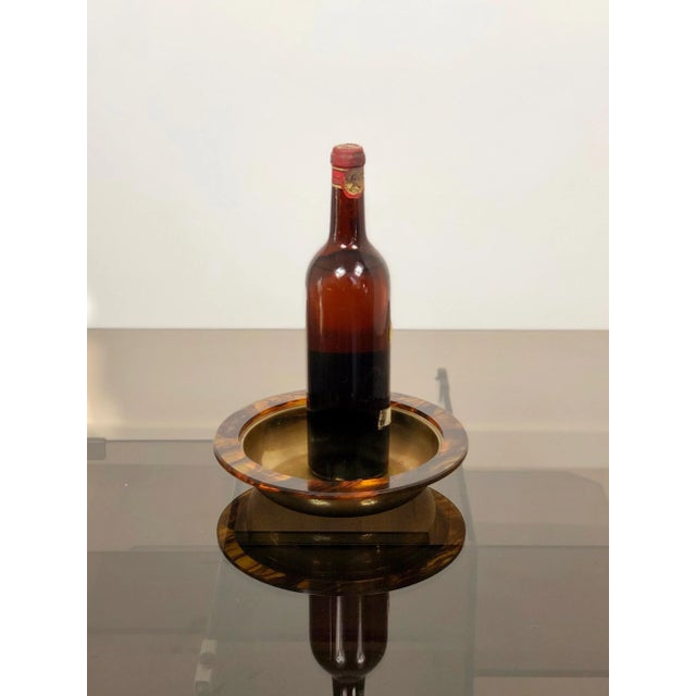 Tortoiseshell Acrylic & Brass Centerpiece Plate, 1960 For Sale - Image 6 of 9