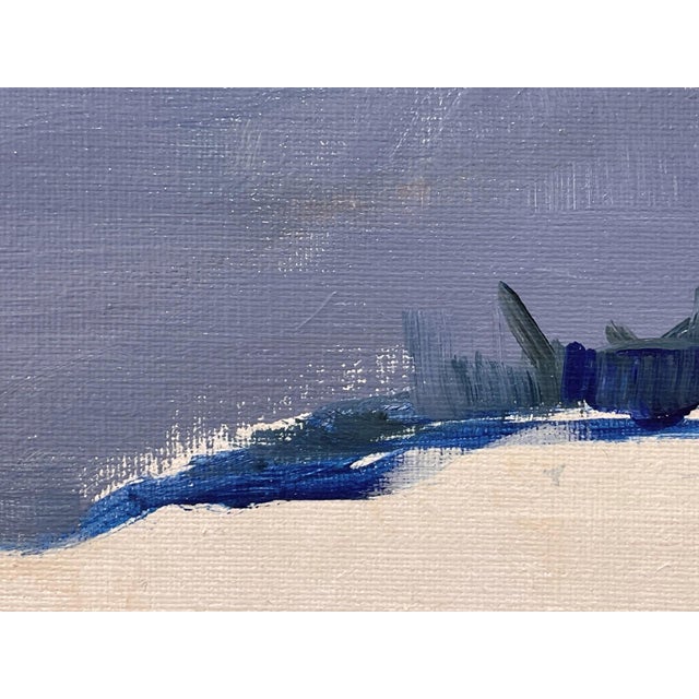 2000 - 2009 Winter by Peggy McGivern | Oil on Canvas Abstract winter landscape with snow and a dark water body. For Sale - Image 5 of 5