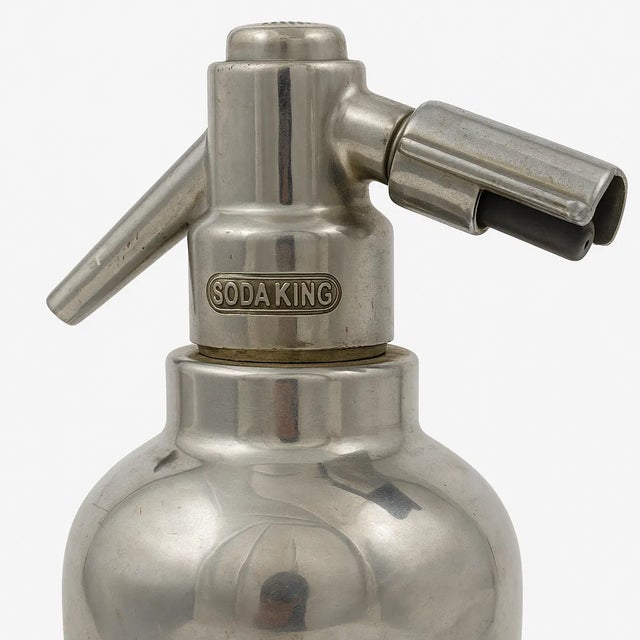 Art Deco Vintage 1930s Soda King Chrome Seltzer Bottle – Fish & Bubbles Art Deco For Sale - Image 3 of 7