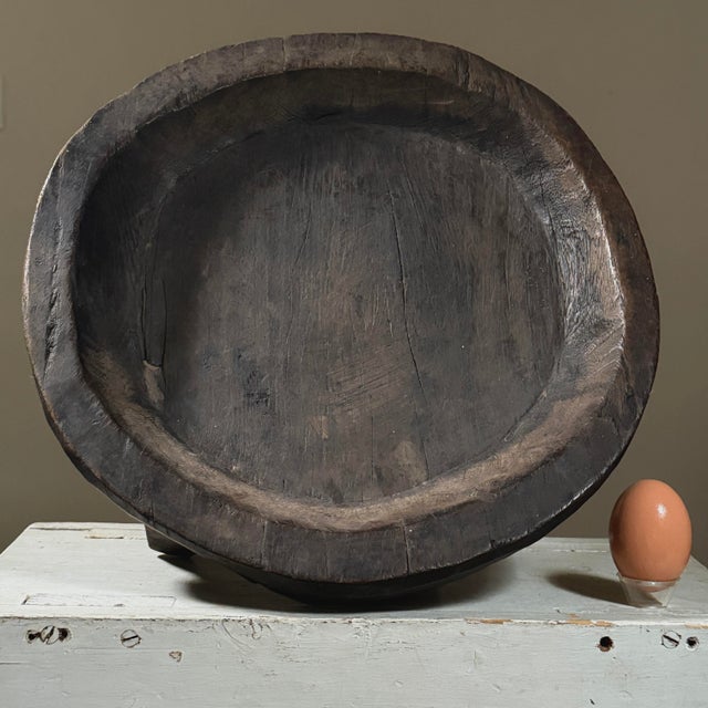 1930s Antique Hand Carved Folk Art African Patinated Tray/Brutalist For Sale - Image 5 of 12