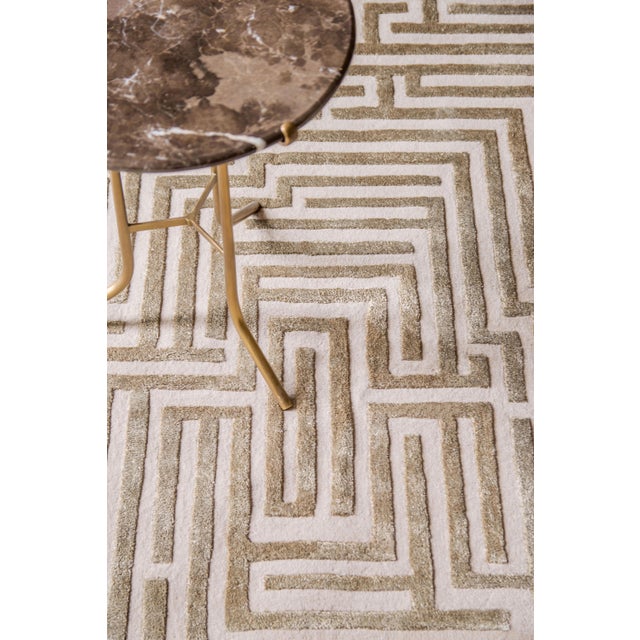 Anatolia Hand-Tufted Maze Rug, Wheat Tan, 6x9 For Sale In Atlanta - Image 6 of 6