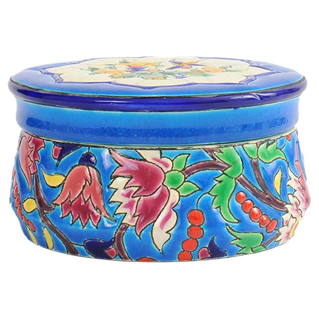 Vintage Ceramic Box from Emaux de Longwy, 1940s For Sale