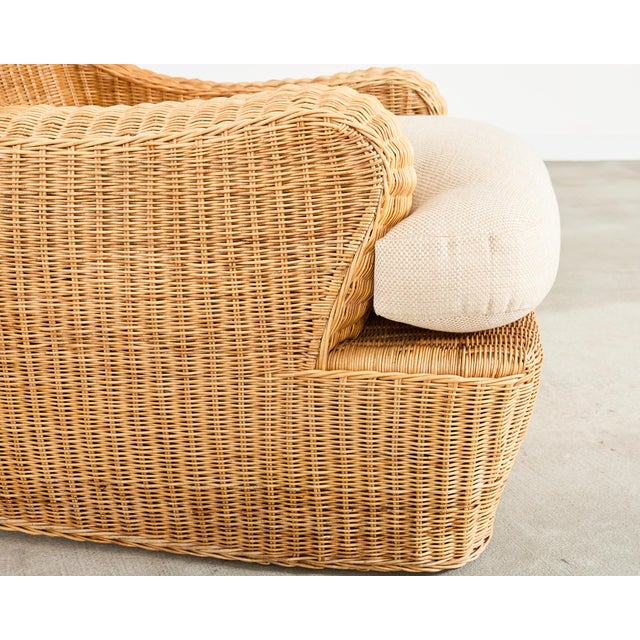 Pair of Ralph Lauren Wicker Lounge Chairs and Ottoman For Sale - Image 13 of 18