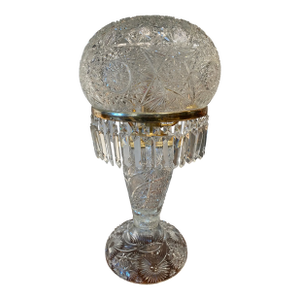 Late 19th Century 25” American Brilliant Cut Crystal Glass Mashroom Lamp