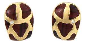 Roberto Coin Enamel Giraffe Anamalier 18k Yellow Gold Earrings, 2 Pieces
