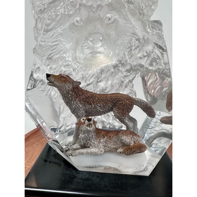 Early 21st Century Kitty Cantrell “Devotion” Limited Edition Lucite & Pewter Wolf Sculpture With Lighted Base For Sale - Image 5 of 17