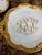 1970s Pair of White and Gold Ceramic Monogrammed Plates For Sale - Image 4 of 8