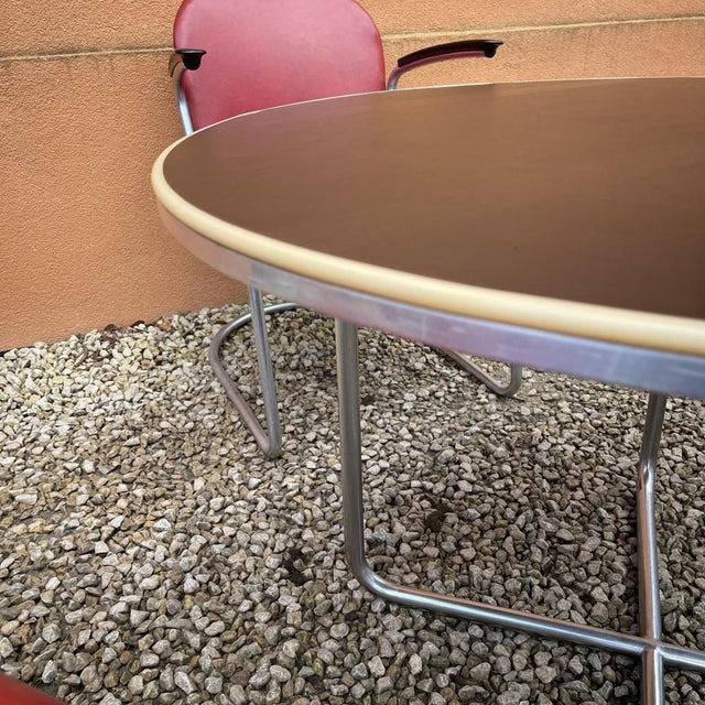 Red Bauhaus Table with Armchairs in Steel Tube Structure by Willem Hendrik Gispen, 1930, Set of 3 For Sale - Image 8 of 18