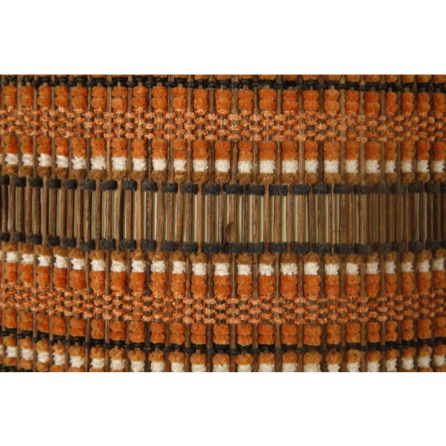 Wood Large Maria Kipp Lampshade With Black, Sienna, and Burnt Orange Stripes, 1960s For Sale - Image 7 of 9
