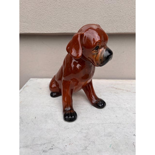 French Majolica Bulldog Saint Clement Circa 1930.