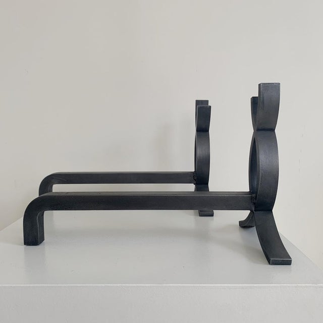 1950s Cast Iron Flame Andirons, France, 1950s, Set of 2 For Sale - Image 5 of 15