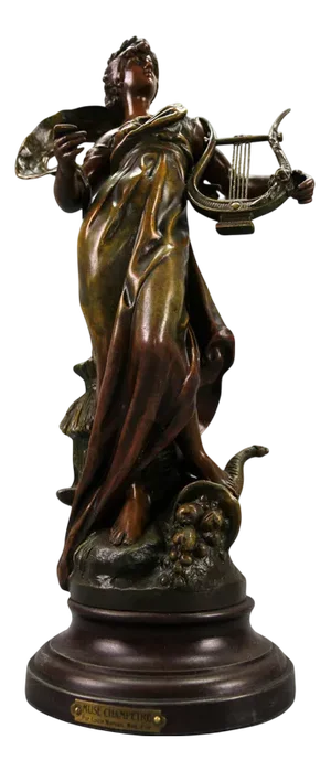 French Patinated Bronzed Spelter Sculpture Muse Champetre, 1920s