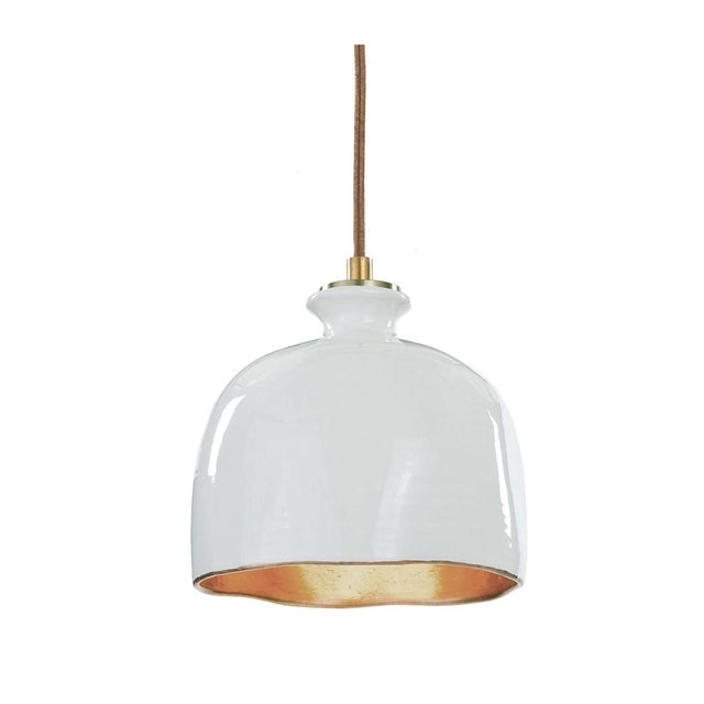 Regina Andrew Bianca Ceramic Pendant in Gloss White and Gold For Sale In Detroit - Image 6 of 6