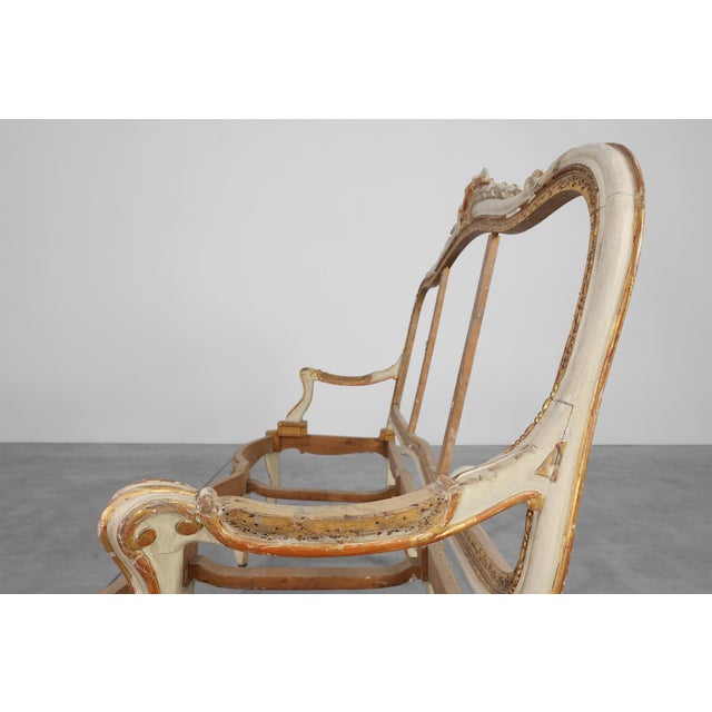 Antique French Louis XV Sofa in Carved Wood, 1800s For Sale - Image 6 of 17