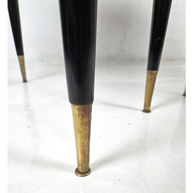 Mid-Century Italian Nightstands in Walnut and Beech with Brass Details, 1950s, Set of 2 For Sale - Image 11 of 12