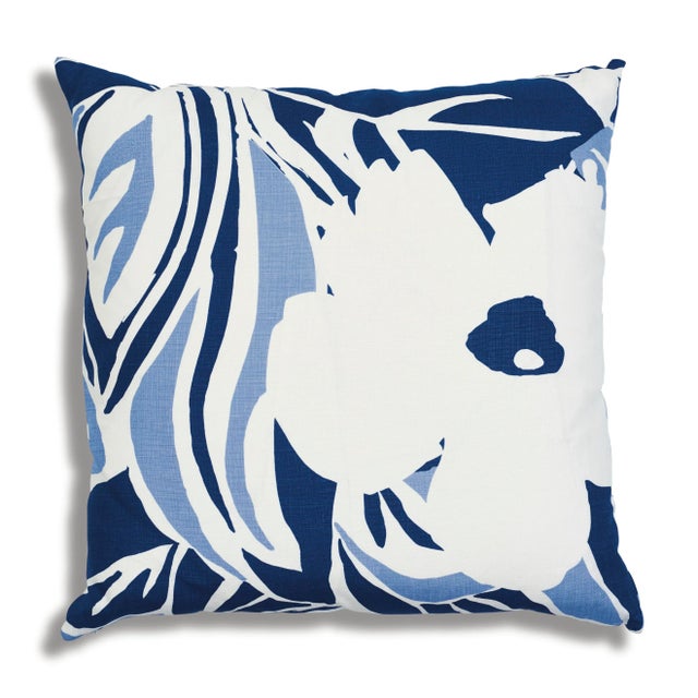 This 22" x 22" pillow features Stevie in Blue & White. Printed on linen for added dimension, this oversized floral...