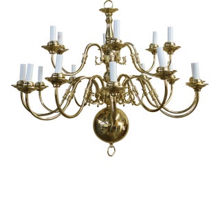 1 Colonial Brass 18 Arm Chandelier For Sale
