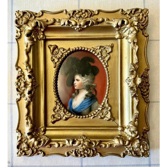 Antique Hand-Painted Georgian Miniature Portrait of Sarah Siddons in Gilt Frame For Sale - Image 6 of 11