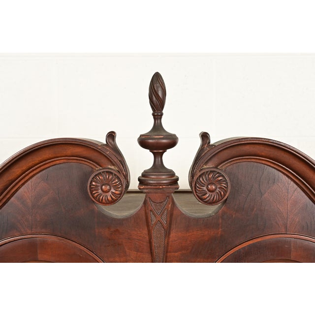 Chippendale Flame Mahogany Drop Front Secretary Desk With Bookcase Hutch by Saginaw Furniture, Circa 1920s For Sale - Image 14 of 18