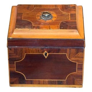 19th Century Inlaid Tea Caddy For Sale