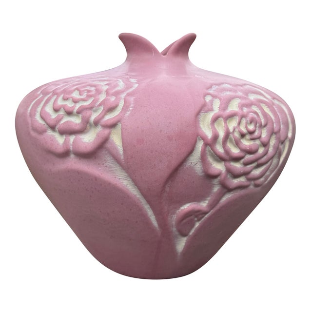 Art Nouveau Vintage Haeger Pink Floral Vase For Sale - Image 3 of 4