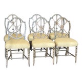 Set of Six English George III Style Wheel-Back Dining Chairs For Sale