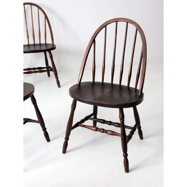 Brown Antique Windsor Dining Chairs Set of 4 For Sale - Image 8 of 13