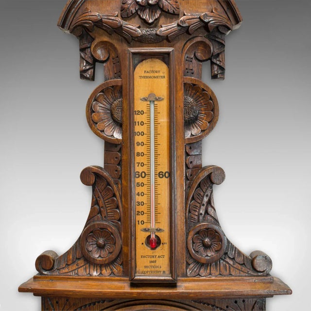 Wood 1937 Oak Factory Barometer For Sale - Image 7 of 13