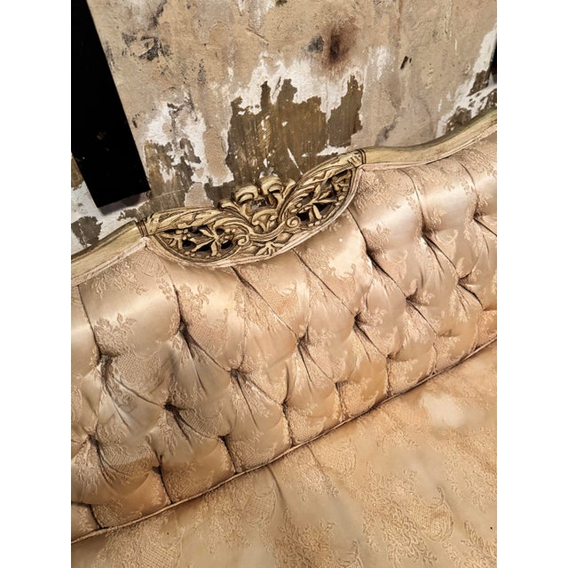 Champagne 1950s American Victorian Rococo Revival 3-Piece Curved Sectional Sofa – Union Made For Sale - Image 8 of 11