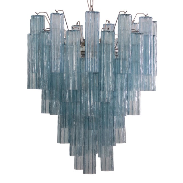 Italian Chandelier in Tronchi Blue Murano Glass, 1980s For Sale - Image 11 of 11