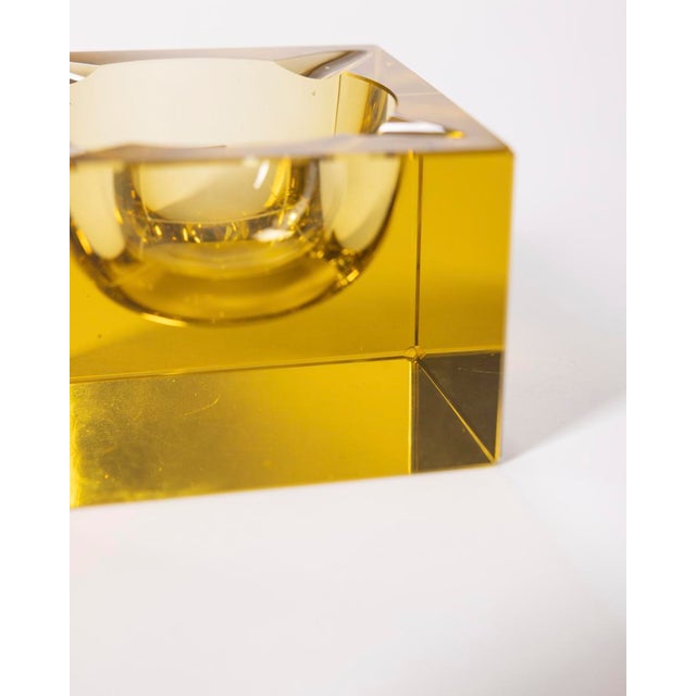 Vintage German Yellow Crystal Ashtray, 1960s For Sale - Image 6 of 9
