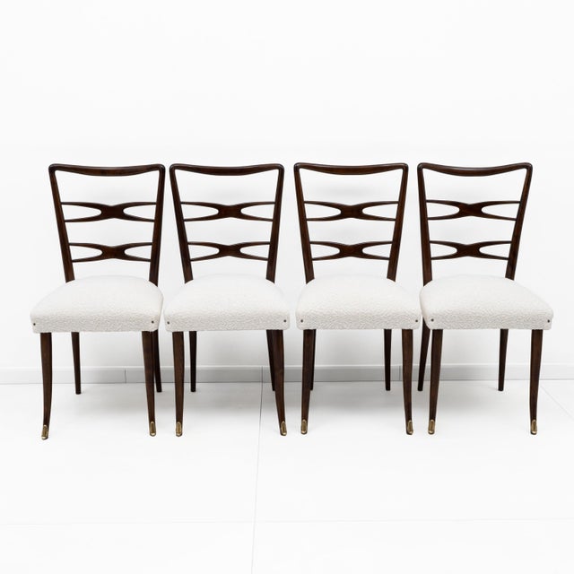 Elegant set of four chairs attributed to renowned Italian architect and designer Guglielmo Ulrich, dating from the 1940s,...