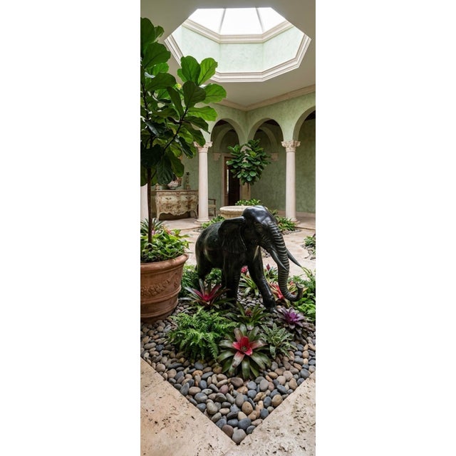 Vintage Patinated Bronze Elephant Sculpture For Sale - Image 9 of 12