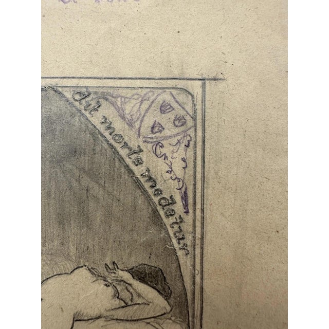 1920s Carl Heinz Berberich, Devoted Nude Bookplate, Nude, 1920, Pencil For Sale - Image 5 of 12