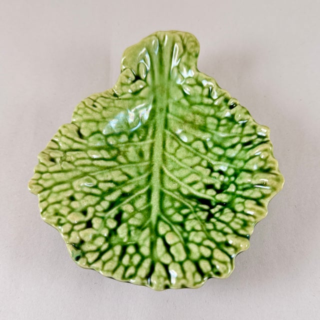 Sarreguemines Green Cabbage Leaf Server Vide-Poche For Sale In Philadelphia - Image 6 of 10