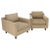 Pair Deep Seat Oatmeal Fabric Upholstery Contemporary Lounge Chair on Dowel Legs For Sale - Image 13 of 13