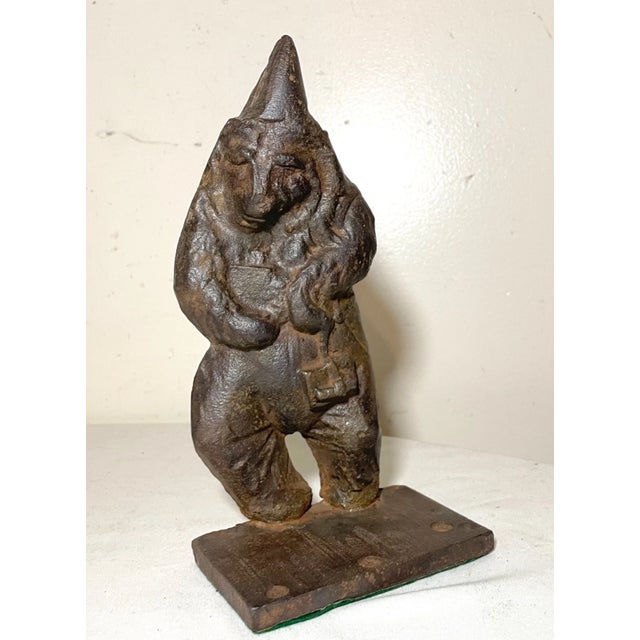 Rare Antique Handmade 1900's Heavy Solid Cast Iron Figural Tiger Lion Doorstop For Sale In New York - Image 6 of 11