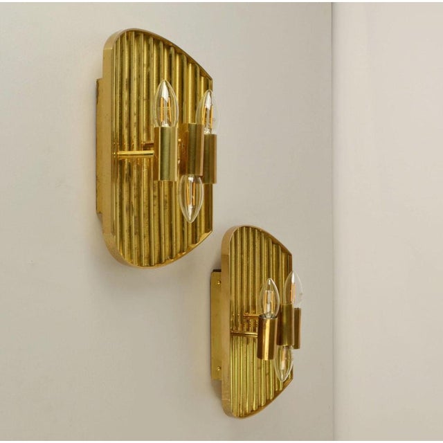 Metal Vintage Scandinavian Brass Wall Sconces attributed to Alvar Aalto, 1970s, Set of 2 For Sale - Image 7 of 15