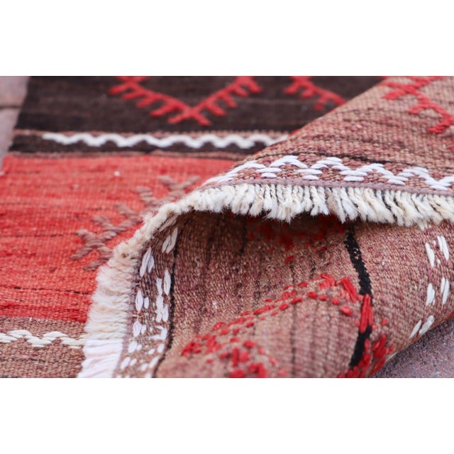 1960s Rustic Style Cicim Stripe Design Handmade Oushak Kilim Runner Rug For Sale - Image 9 of 10