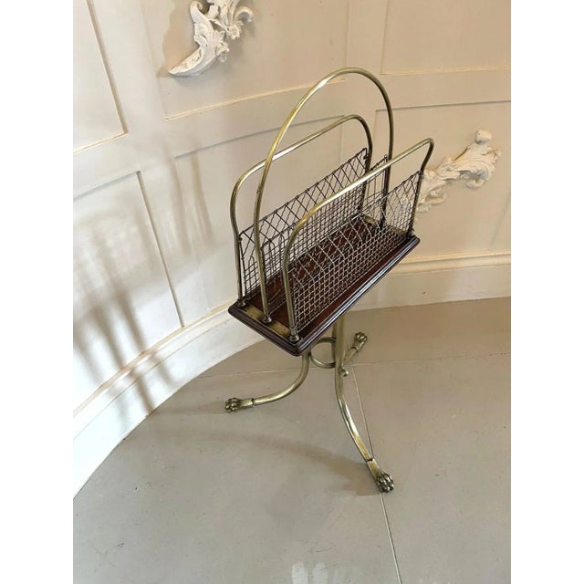 Victorian Brass and Mahogany Revolving Magazine Stand, 1860s For Sale - Image 3 of 12