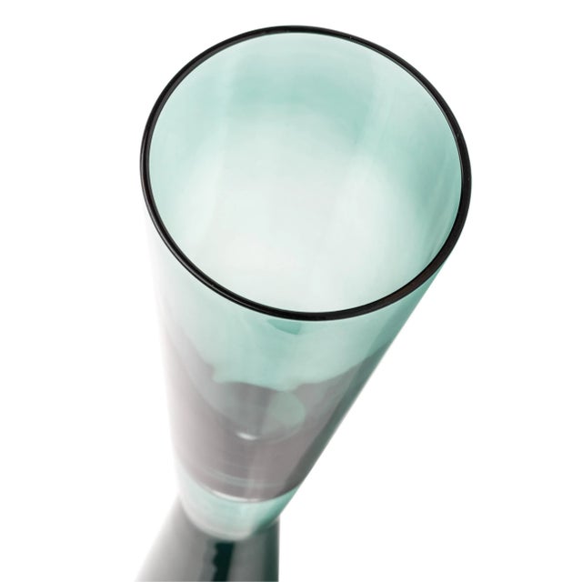 Flute Green Champagne Glasses - Set of 4 For Sale - Image 4 of 6