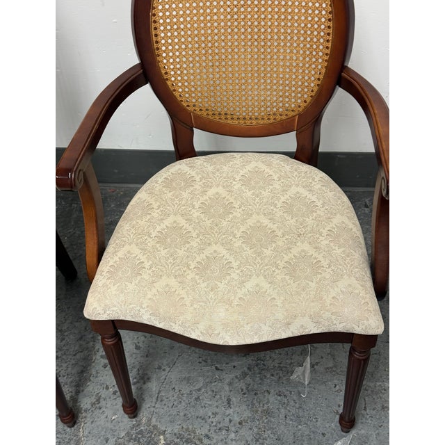 Late 20th Century Bombay Company Traditional Oval Cane-Back Chairs, Set of Two For Sale - Image 5 of 12
