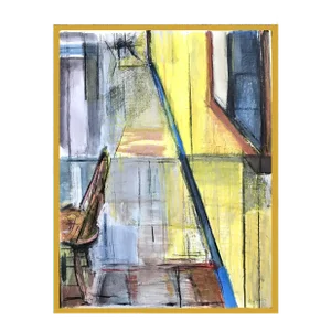 Signed Contemporary Fine Art Street Scene Drawing / Large Framed Cityscape Watercolor Painting