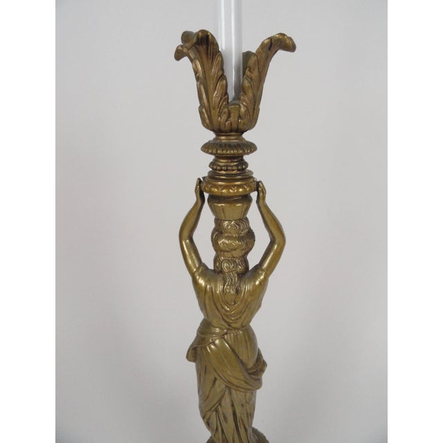 Neoclassical Female Figure Candlestick Lamp For Sale - Image 4 of 8