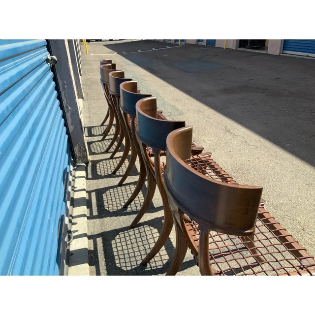 1980s Vintage Klismos Style Solid Walnut Dining Chairs - Set of 6 For Sale In San Diego - Image 6 of 6