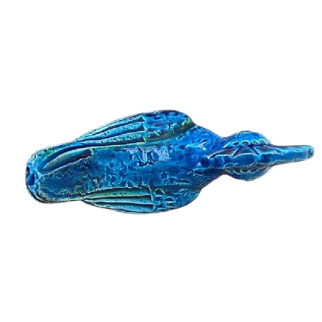 Italian Mid 20th Century Italian Bitossi Rimini Cerulean Blue Pottery Bird Figurine For Sale - Image 3 of 10