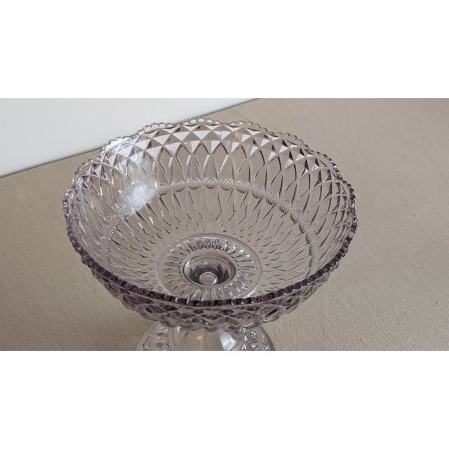 American Vintage Pressed Glass Pedestal Compote Bowl For Sale - Image 3 of 8