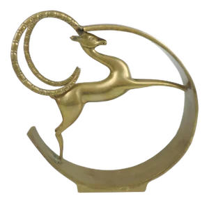 1980s Dolbi Cashier Brass Ibex Sculpture